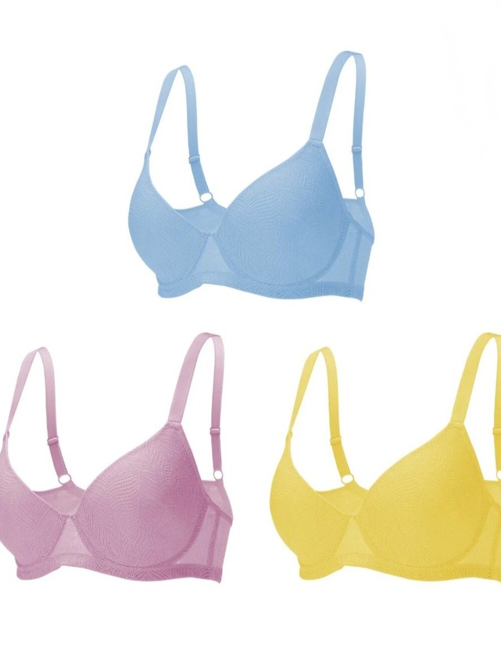 New Qeldulk Size 36C Underwire Push-up Bras Pastel Yellow Blue Pink